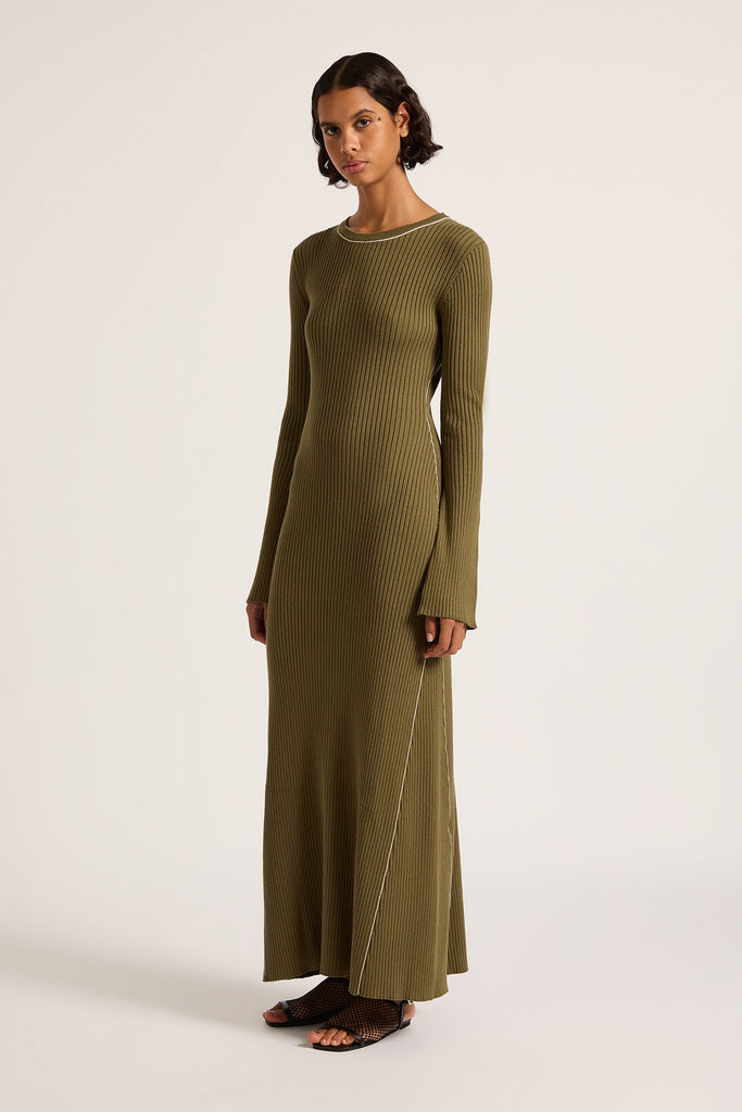 GAIA KNIT MAXI DRESS | OLIVE