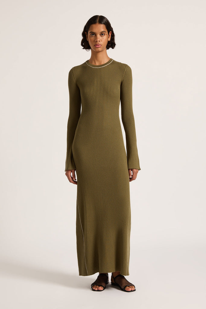 GAIA KNIT MAXI DRESS | OLIVE