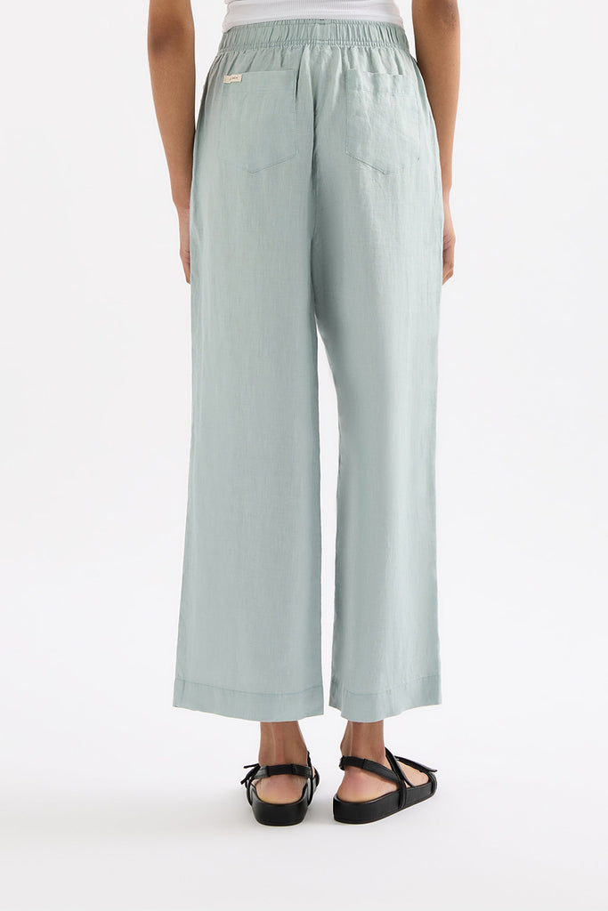 LOUNGE LINEN CROP PANT | SEAFOAM