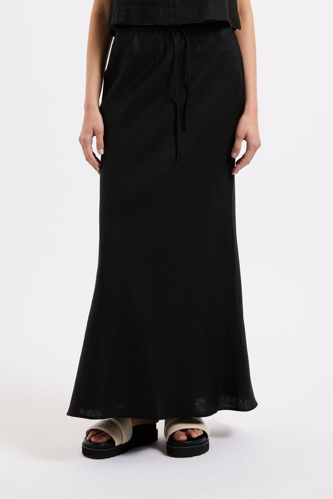 Amani Linen Skirt | Black