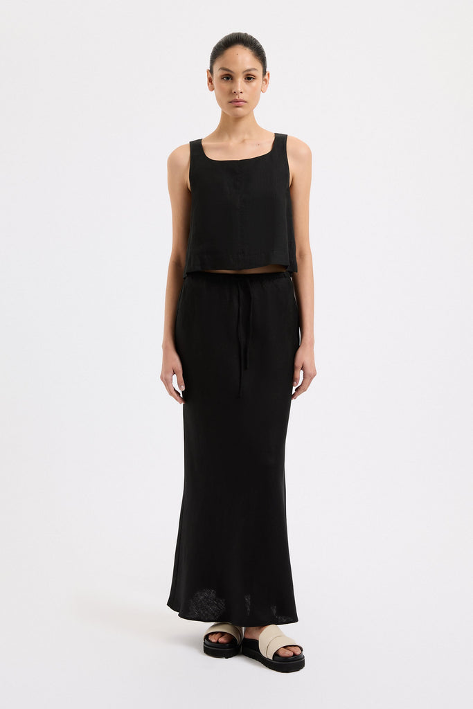 Amani Linen Skirt | Black