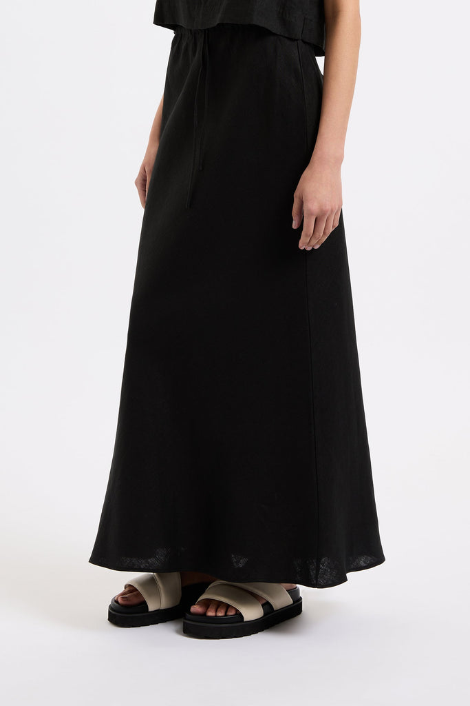 Amani Linen Skirt | Black