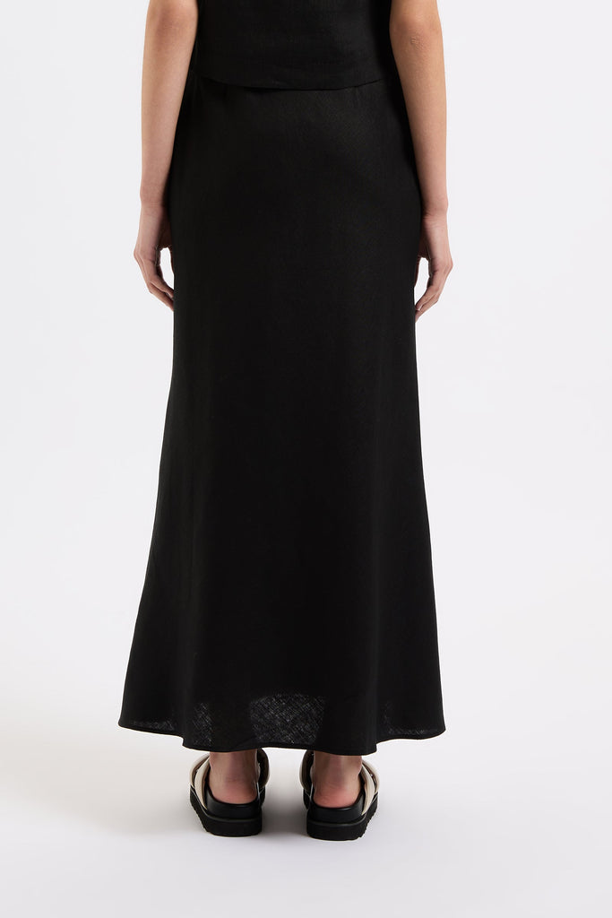 Amani Linen Skirt | Black