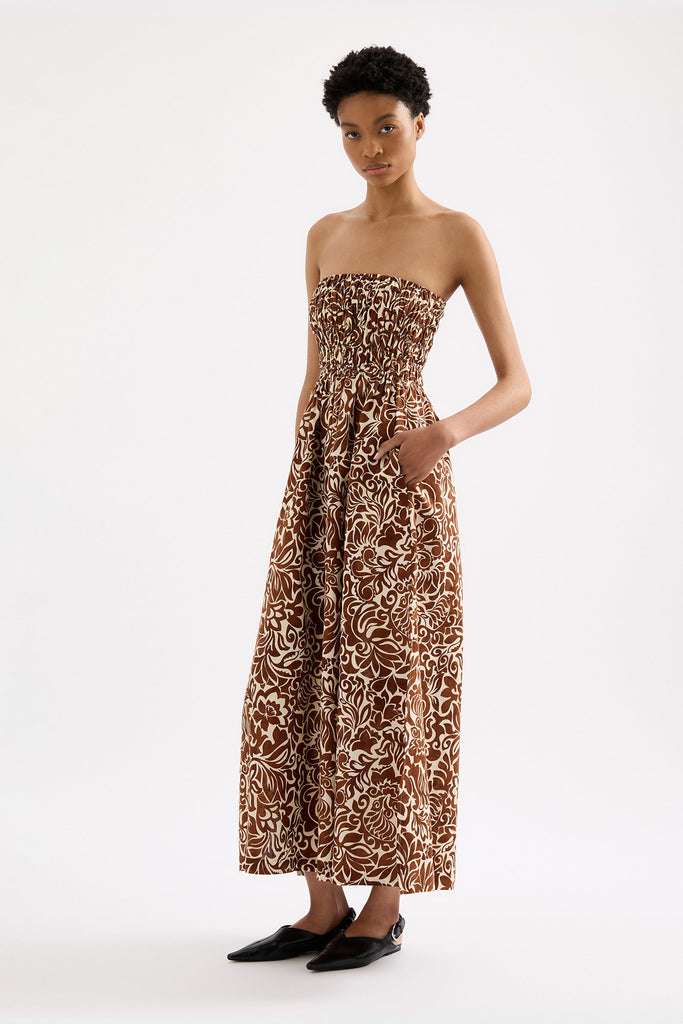 Florense Shirred Maxi Dress