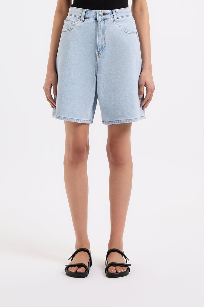 ORGANIC LONGLINE DENIM SHORT | CLEAR BLUE