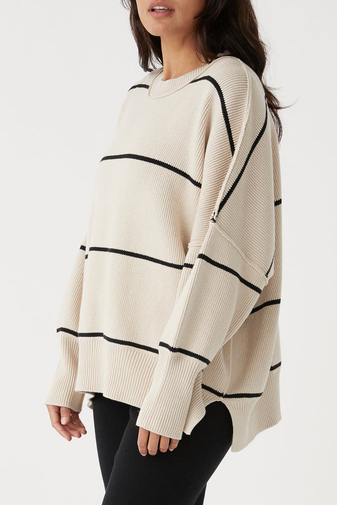 Harper Stripe Sweater | Sand & Black