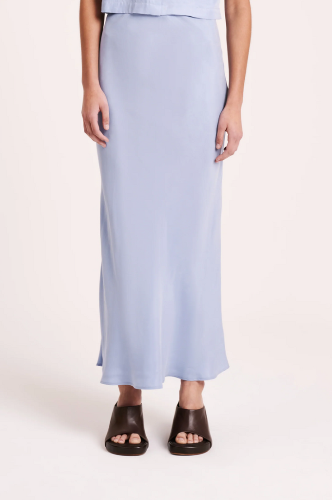Ines Cupro Skirt | Mineral Blue