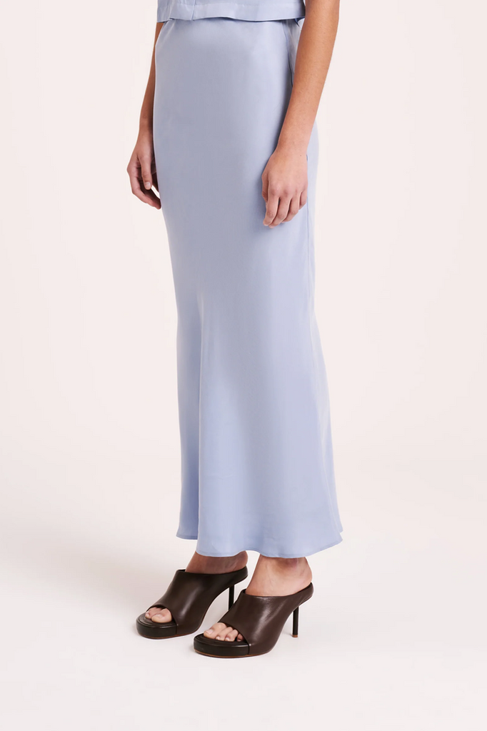 Ines Cupro Skirt | Mineral Blue