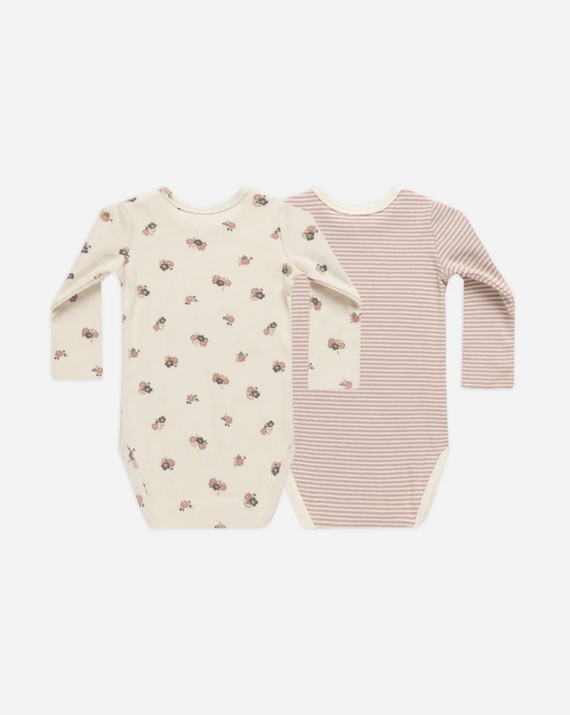 RIBBED BODYSUIT 2 PACK | WILD FLOWERS, MAUVE STRIPE