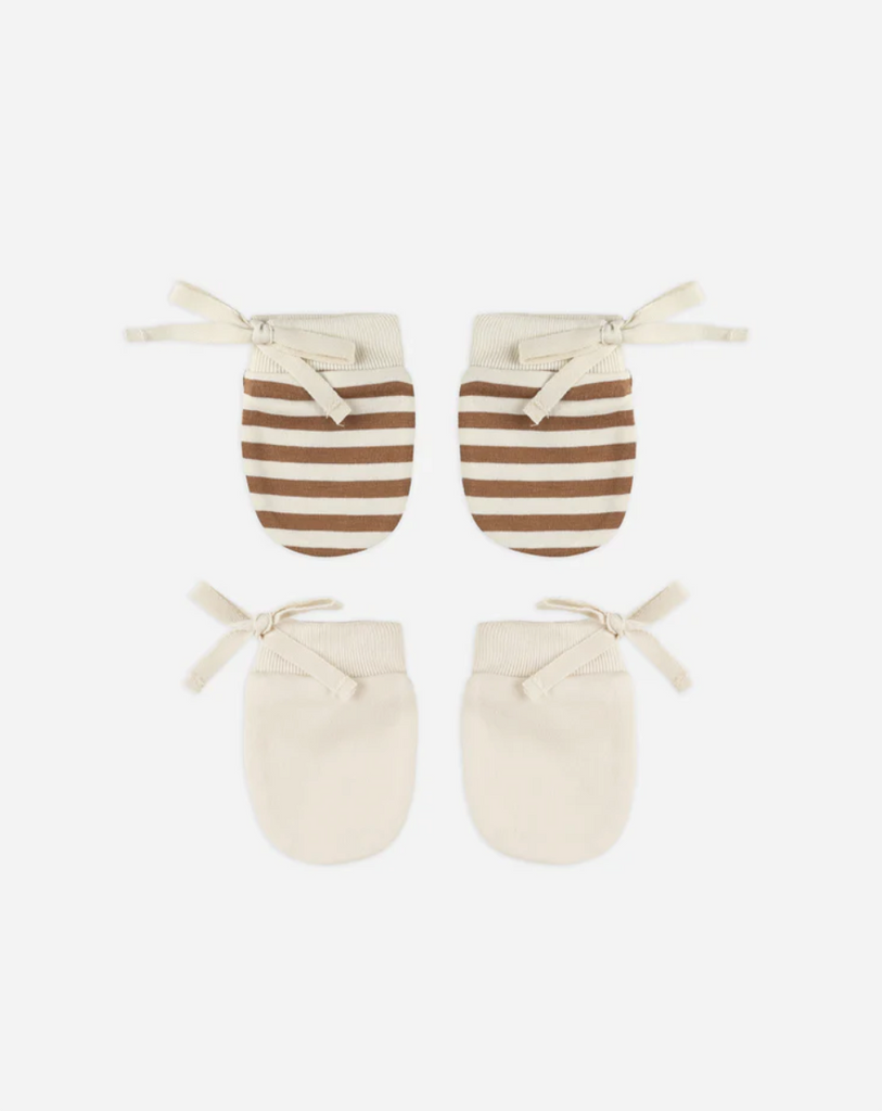 NO SCRATCH MITTENS | CINNAMON STRIPE, NATURAL