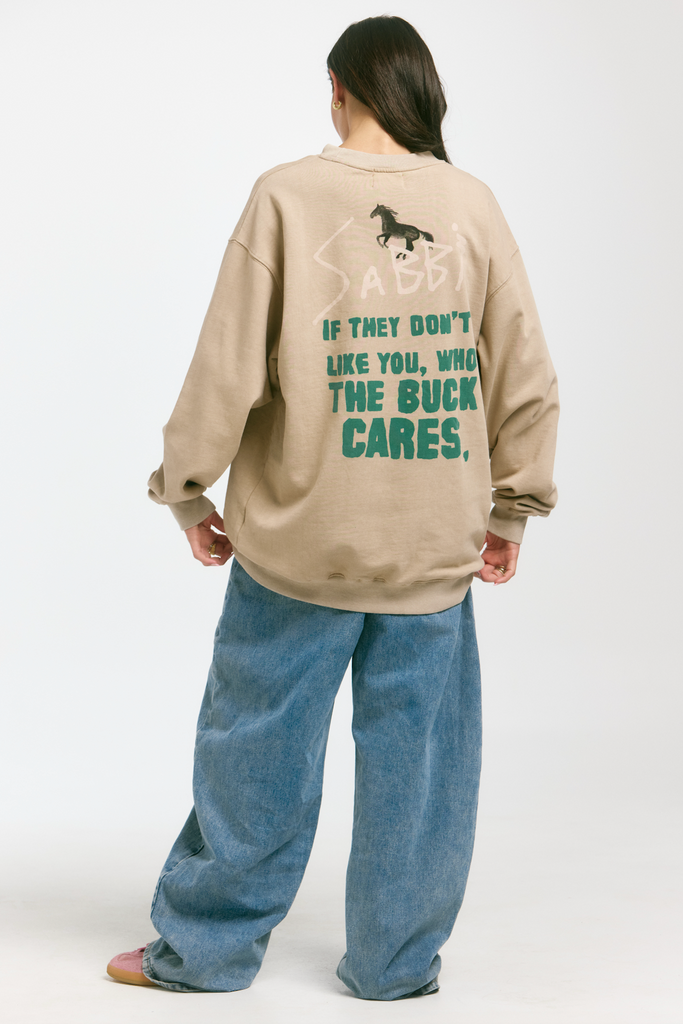 THE WHO THE BUCK CARES JUMPER | STONE