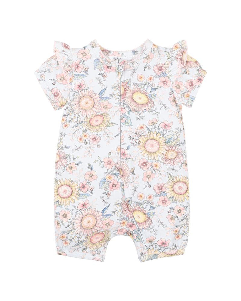 ABBY PRINT SS ZIP ROMPER