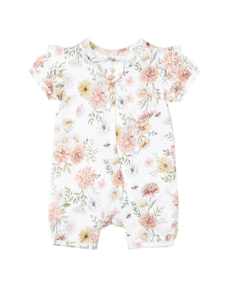 LARA PRINT SS ZIP ROMPER