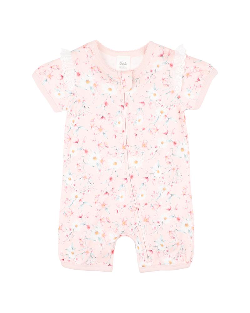 ZOE PRINT SS ZIP ROMPER