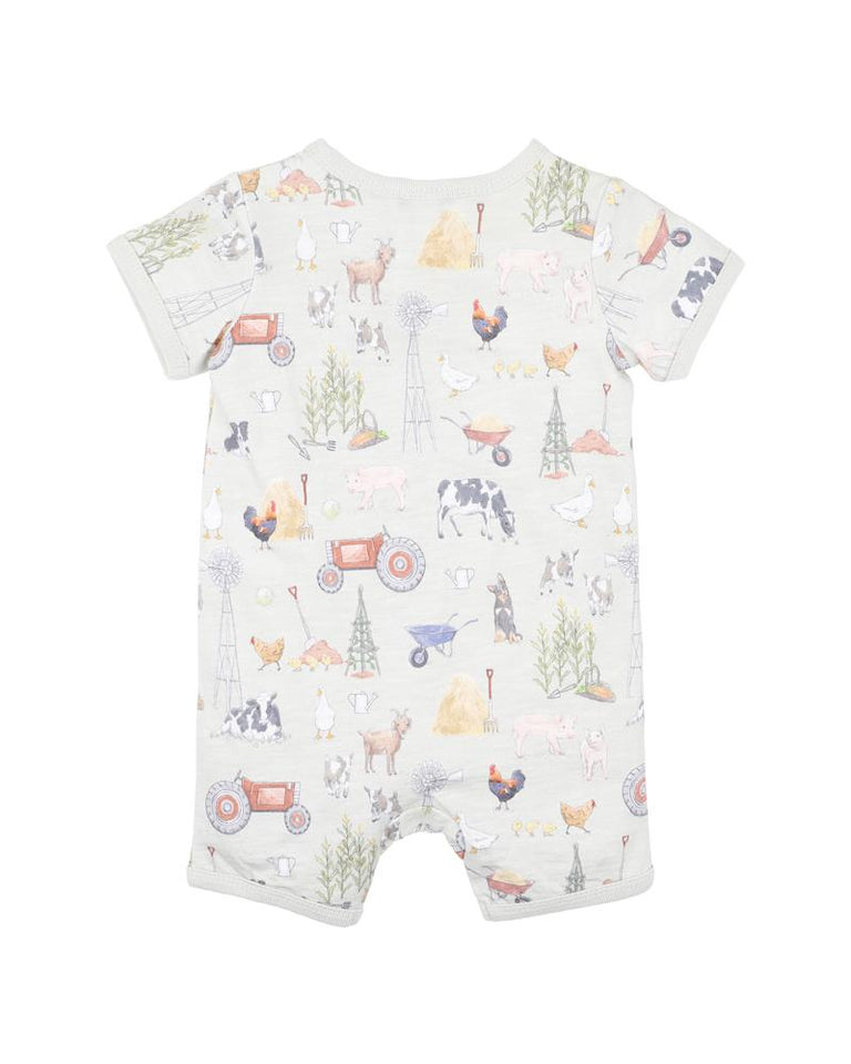 CHESTER PRINT SS ZIP ROMPER