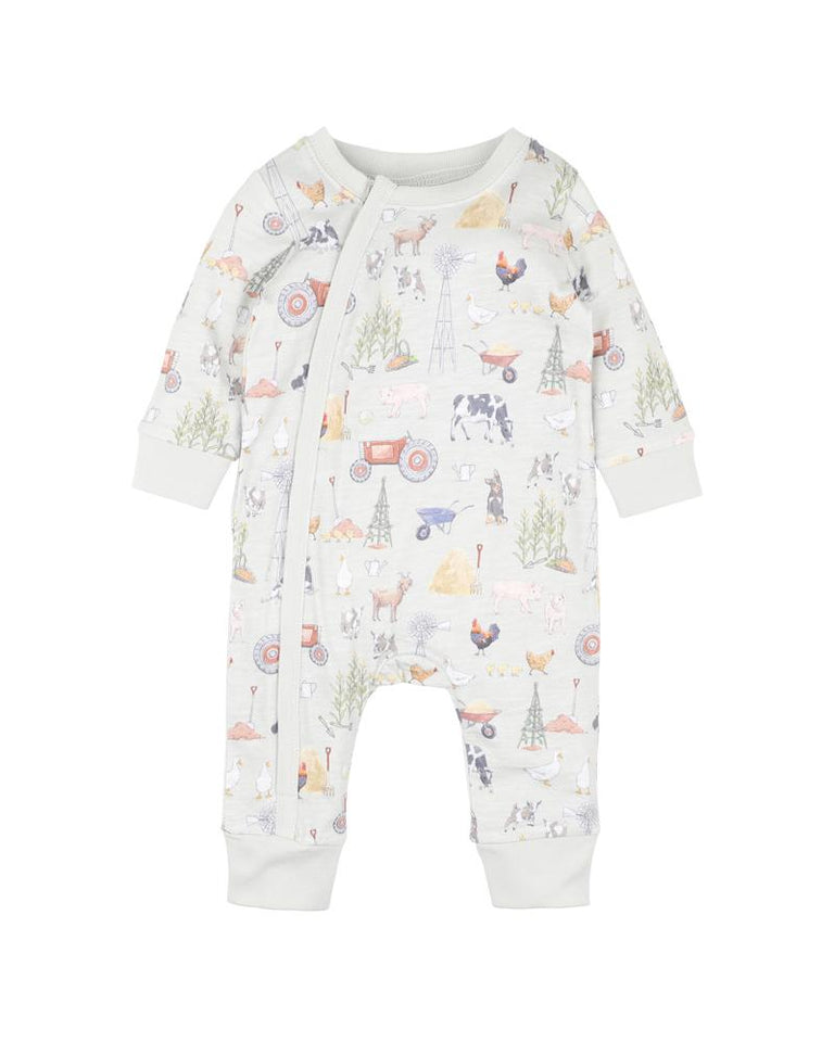 CHESTER PRINT LS ZIP ROMPER