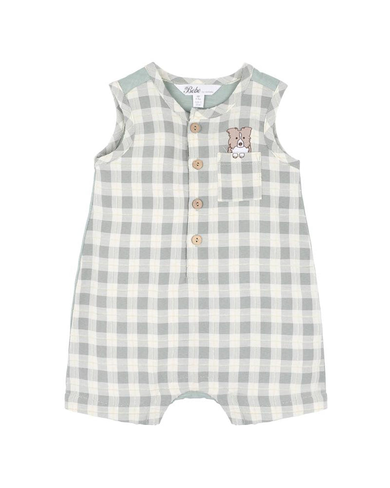 CHESTER EMBROIDERED CHECK ROMPER