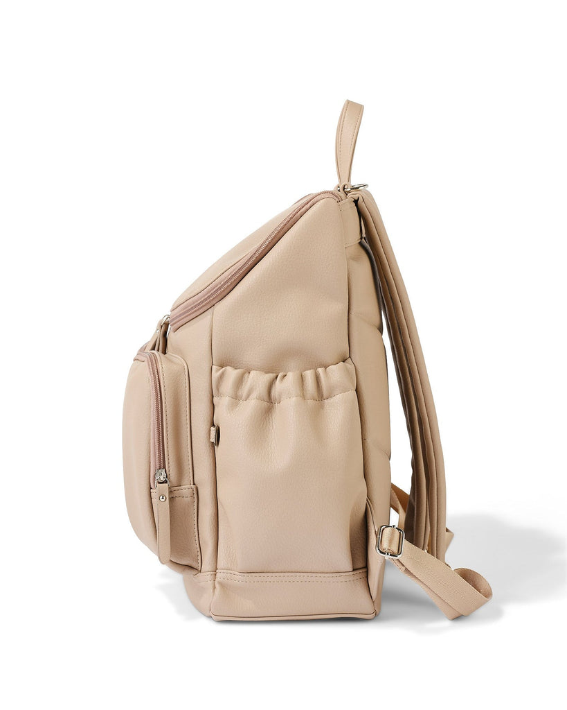 Signature Nappy Backpack | Oat Dimple Vegan Leather