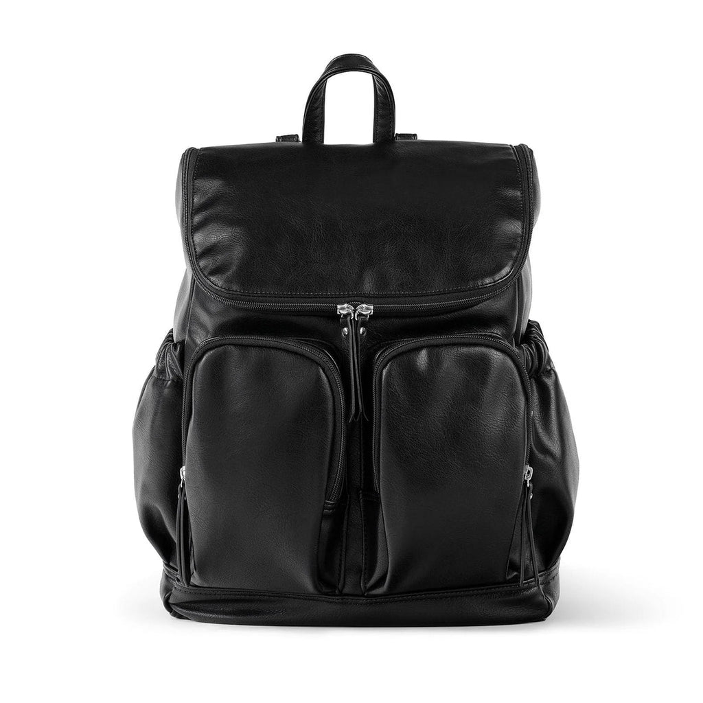 Signature Nappy Backpack / Black Faux Leather