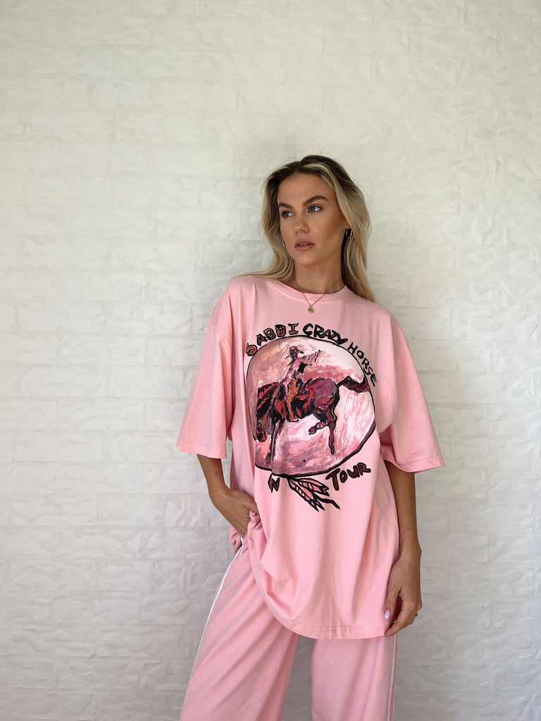 SABBI THE VERY OVERSIZED CRAZY HORSE TEE | PINK