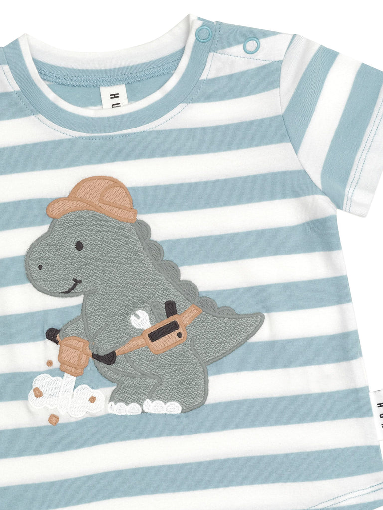 CONSTRUCTION DINO STRIPE T-SHIRT