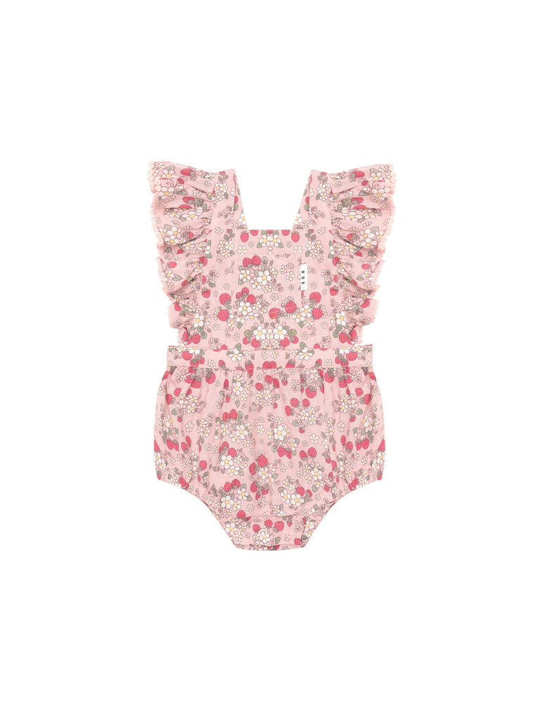 VINTAGE STRAWBERRY FRILL PLAYSUIT BLUSH