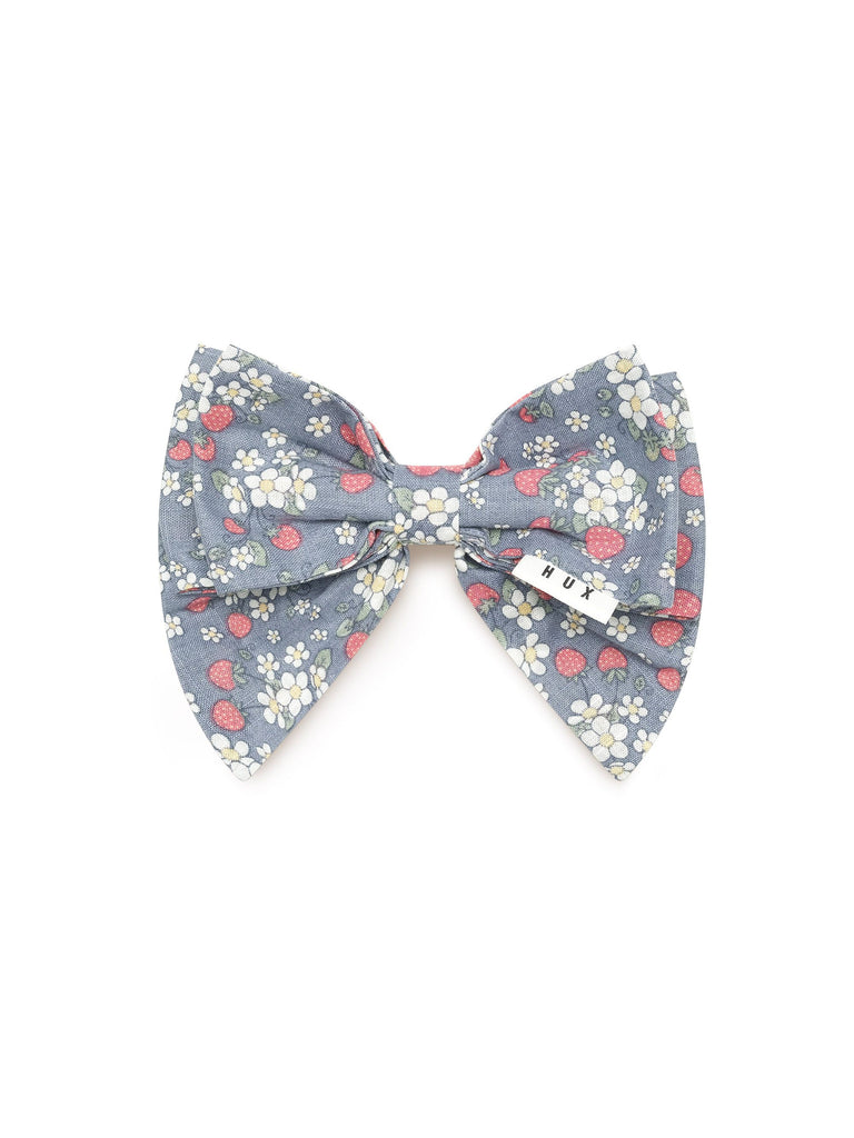 VINTAGE STRAWBERRY HAIR BOW DUSTY BLUE