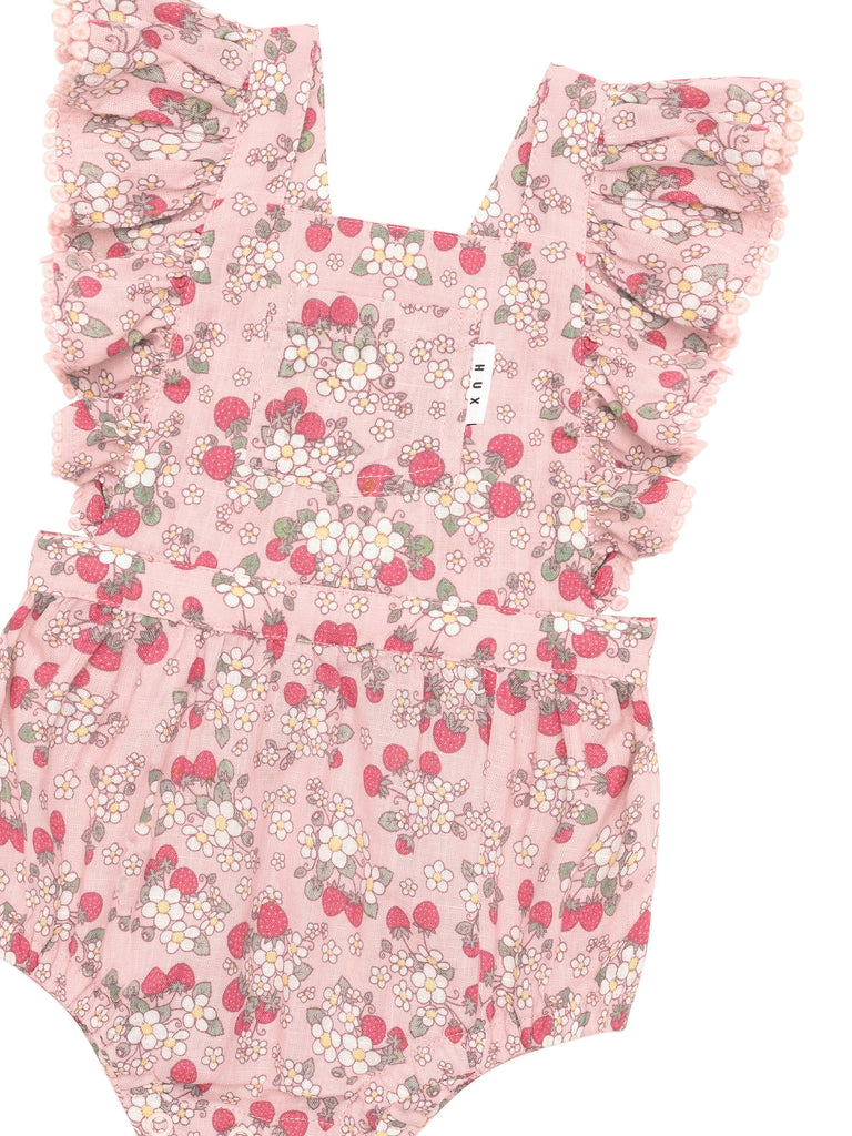 VINTAGE STRAWBERRY FRILL PLAYSUIT BLUSH