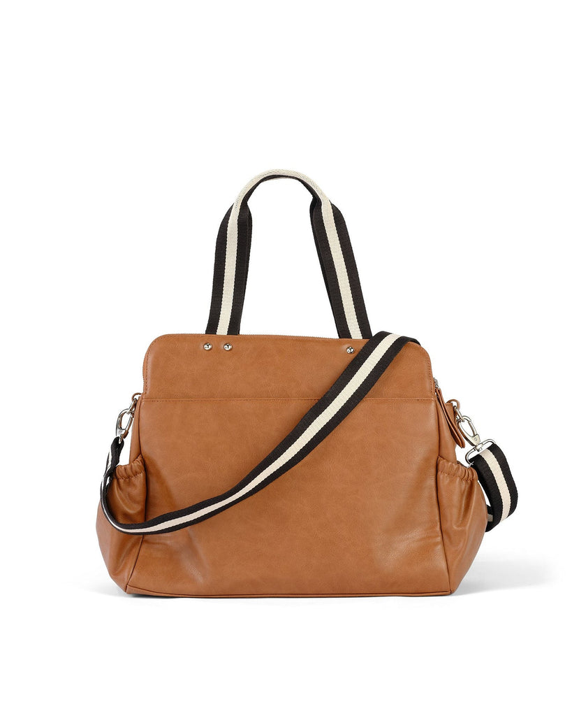 Faux Leather Tote Triple Compartment Nappy Bag | Tan