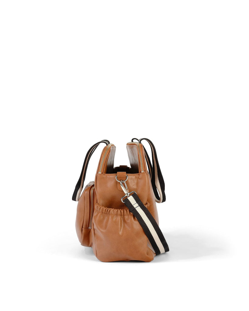 Faux Leather Tote Triple Compartment Nappy Bag | Tan